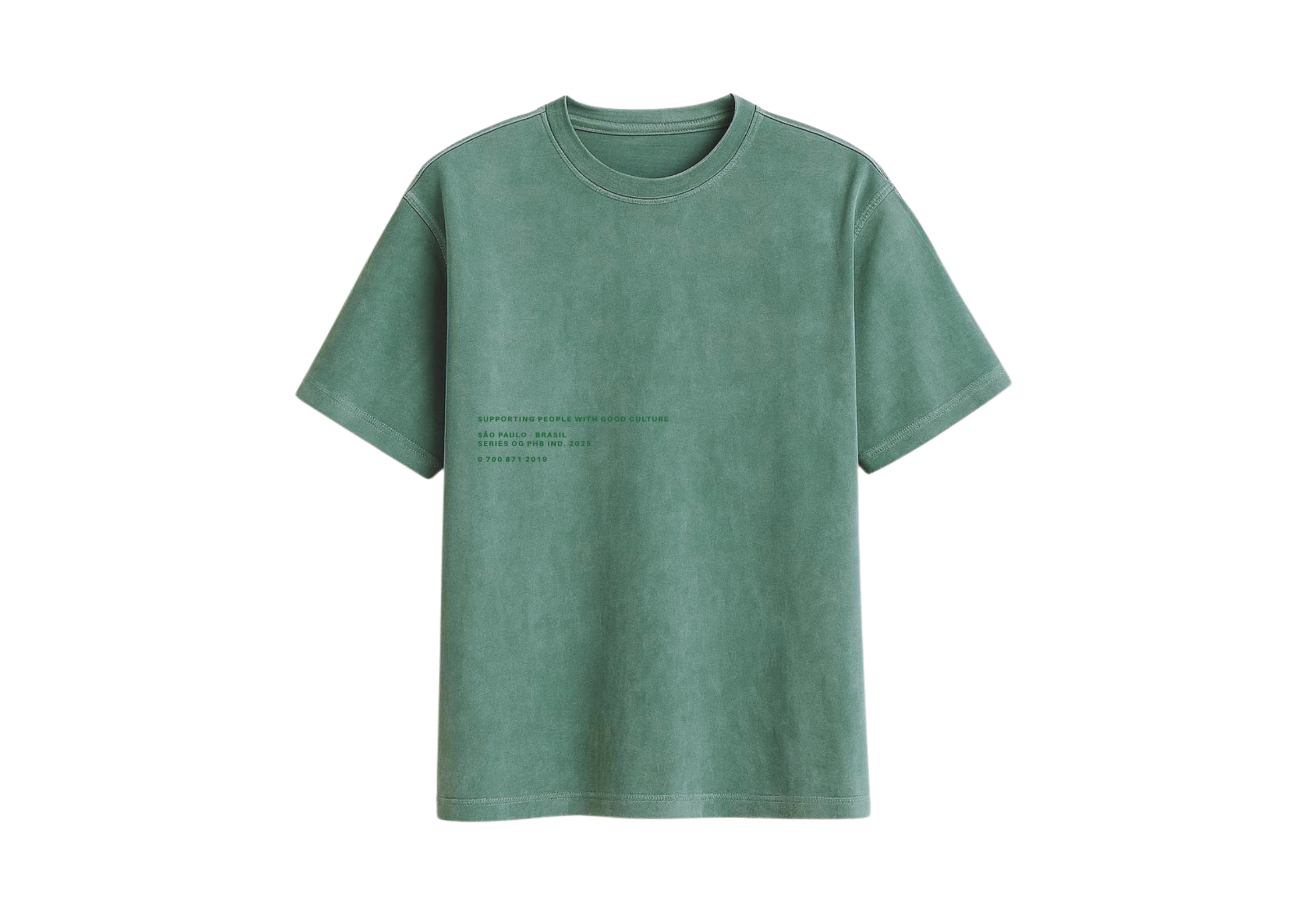 T-SHIRT MARINE GREEN STONED